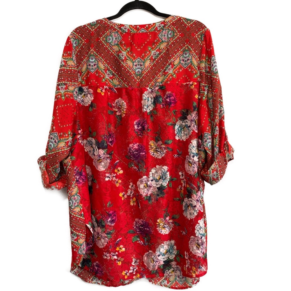 Anthropologie Red Patterned Blouse - image 2